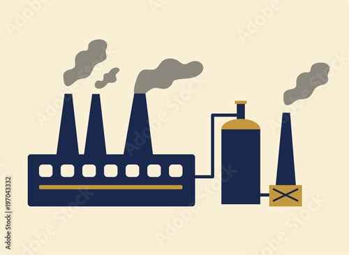 simple smoke coming out of factory building pollution vector illustration
