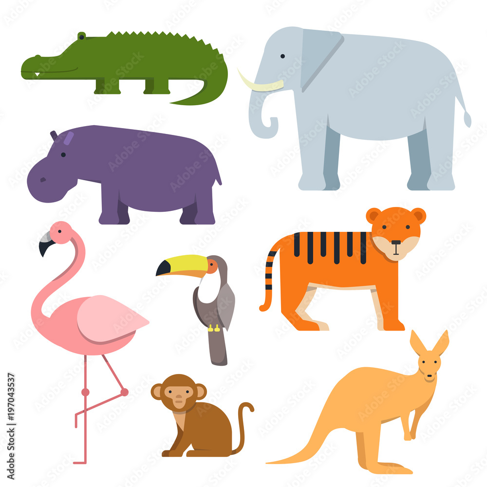 Cartoon clipart of wild animals. Australian fauna Stock Vector | Adobe