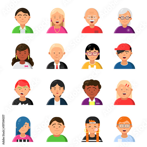 Funny characters male and female. Web avatars