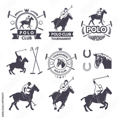 Labels set of sport competition for polo games