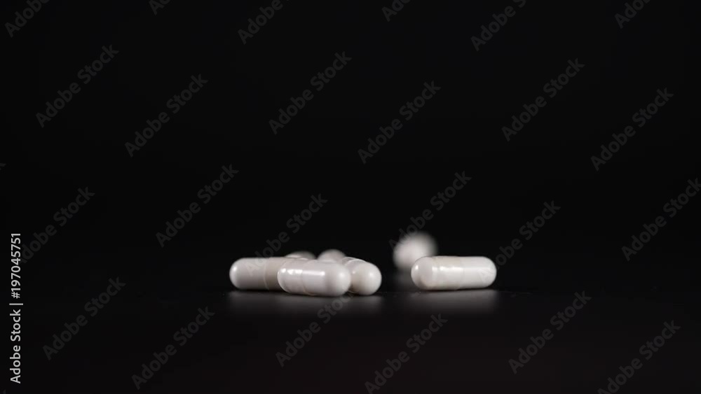 Tablet closeup. Medical Treatment close up on balck backgroud