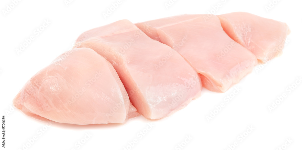 Fresh raw chopped chicken breast meat isolated Fresh raw chopped chicken breast meat isolated