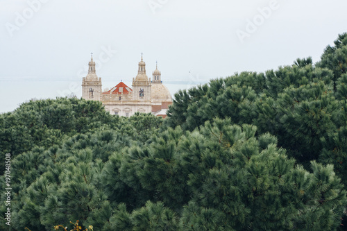 View of Jeronimos monastery from Saint Geroge castle. Lisbon  Portugal.