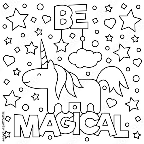 Unicorn. Coloring page. Vector illustration.