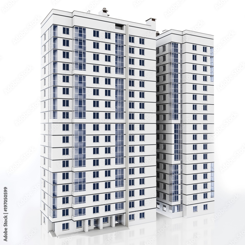 3d modern high rise building on white background 3D illustration 3d modern high rise building on white background 3D illustration