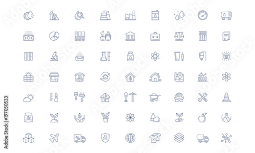 Industry Vector line icon set