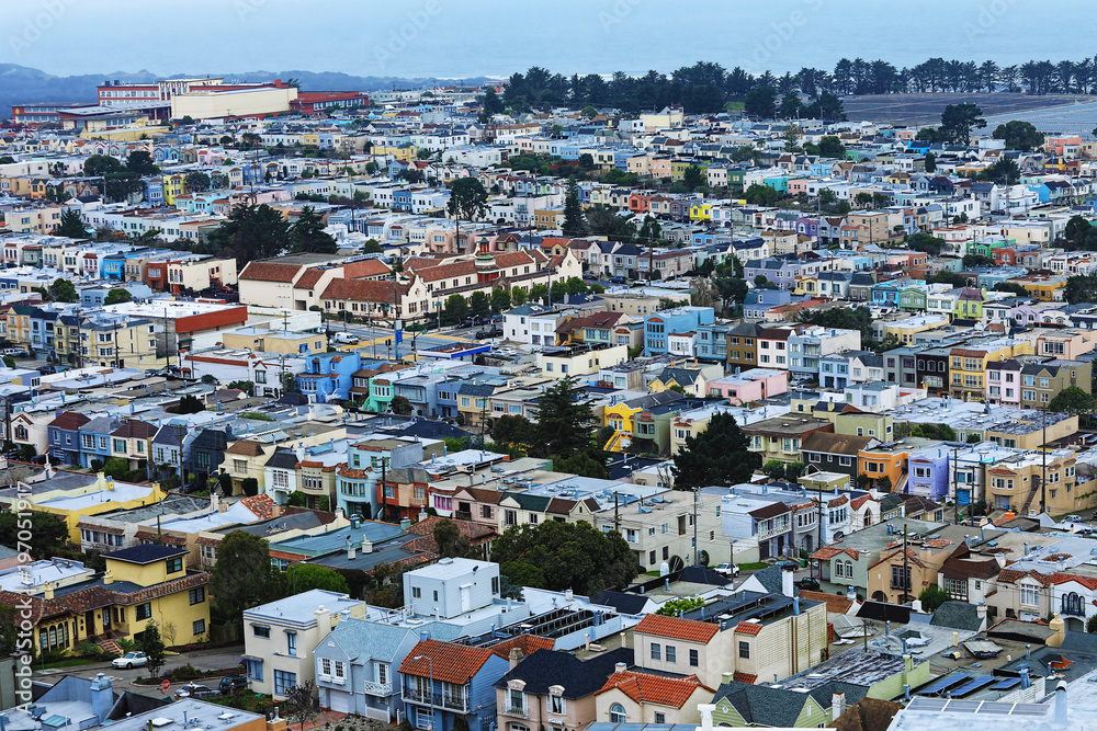 Aerial of San Francisco, California neighborhood