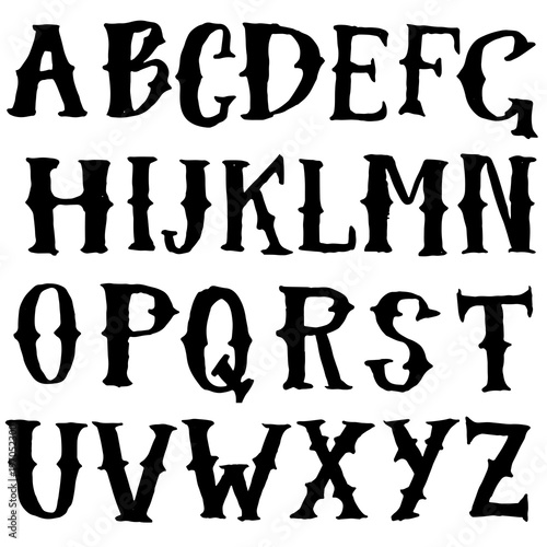 Grunge vintage whiskey font. Old handcrafted display skript. Modern brush label lettering. Vector typography illustration.
