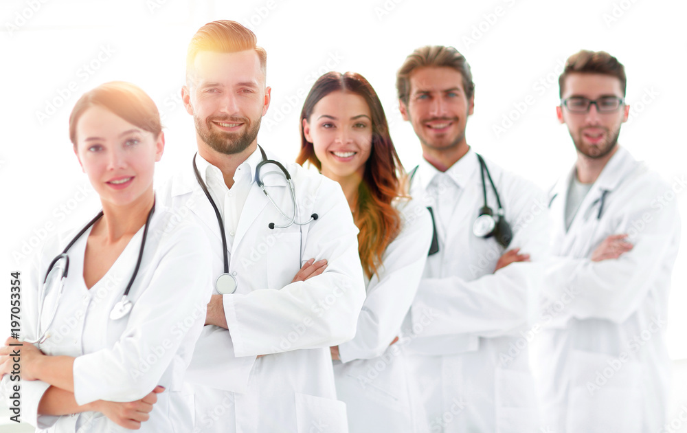 portrait of a successful group of doctors interns. portrait of a successful group of doctors interns.
