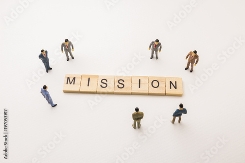 businessman figures meeting on mission conceptual