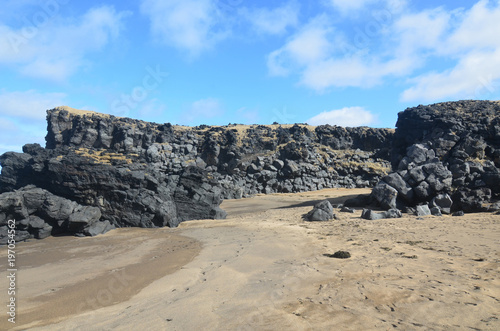 Close up on the large rock formation on the coast of Snaefellsnes photo