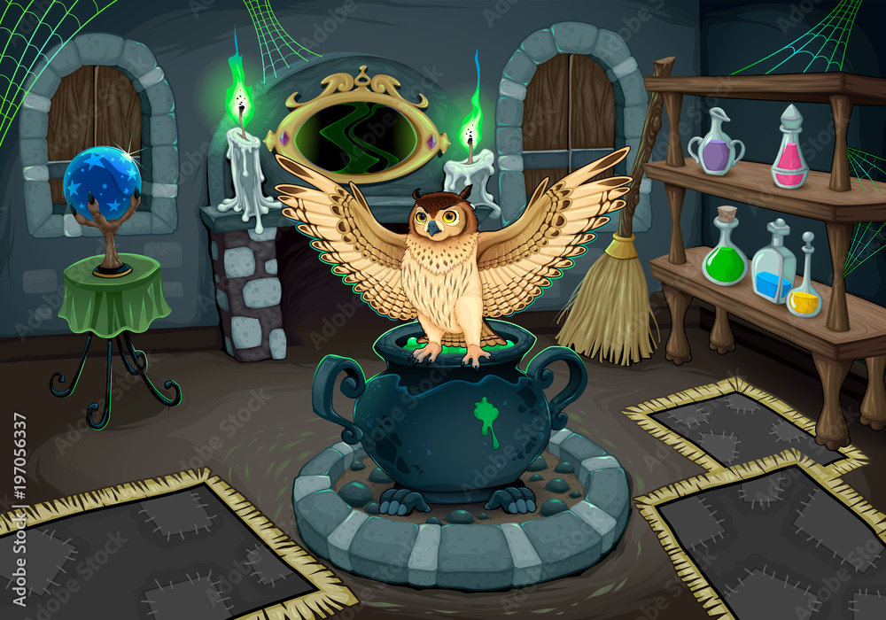 Obraz premium The witch room with owl