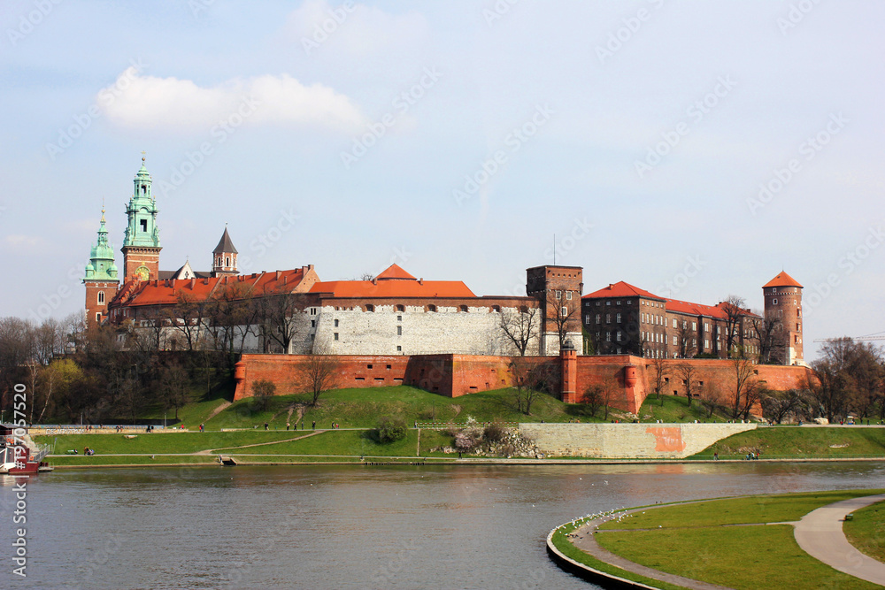 Wawel Royal Castle in Cracow, Poland from the Vistula river