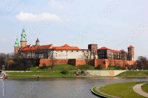Wawel Royal Castle in Cracow, Poland from the Vistula river