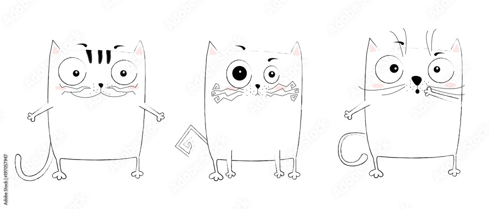 Vector cartoon sketch funny cat illustration
