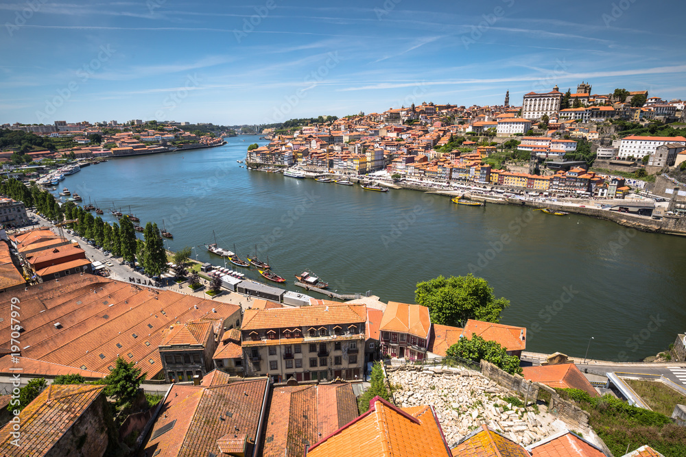 Panorama of Porto Old Town and Duoro river. Portugal