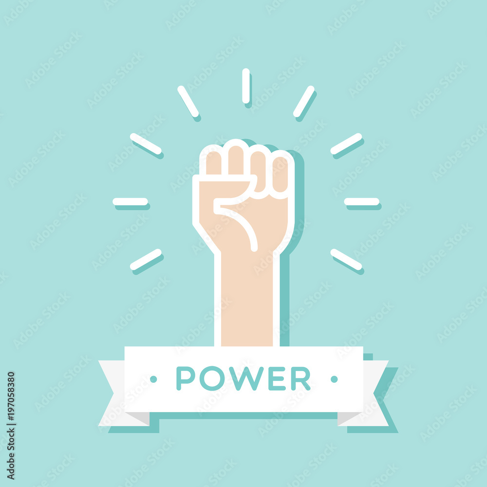 Obraz premium Fist up. Power concept. Vector illustration, flat design