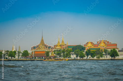 Photography Outdoor view of Wat Pho or Wat Phra Chetuphon, 'Wat' means temple in Thai located in the horzont