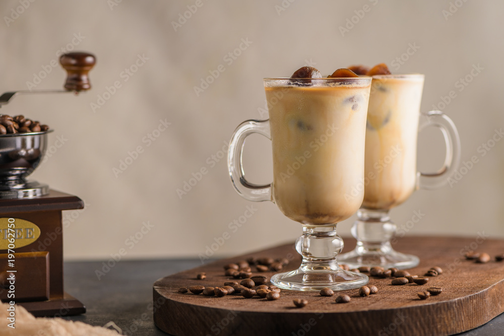 Iced coffee in glass jars Iced coffee in glass jars