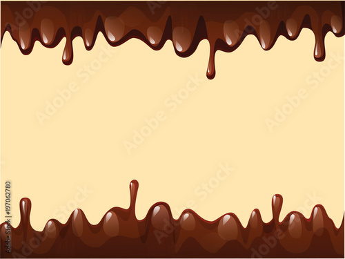Cartoon vector Frame Dripping liquid chocolate glaze