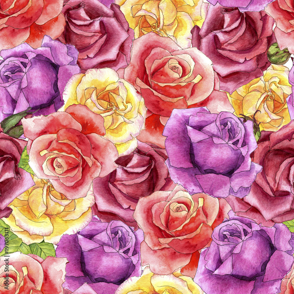 seamless pattern with watercolor drawing roses seamless pattern with watercolor drawing roses