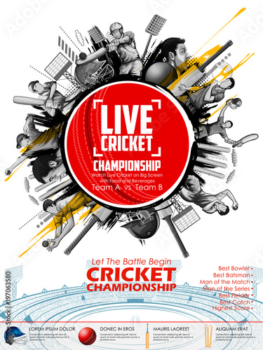 Batsman and bowler playing cricket championship sports