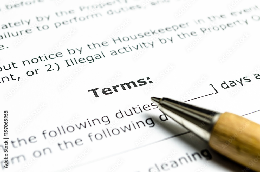 Terms contract with wooden pen Terms contract with wooden pen