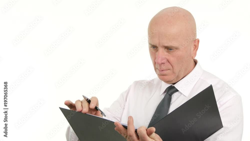 Businessman Writing in Folder Files Take Notes and Information Sign Documents Businessman Writing in Folder Files Take Notes and Information Sign Documents