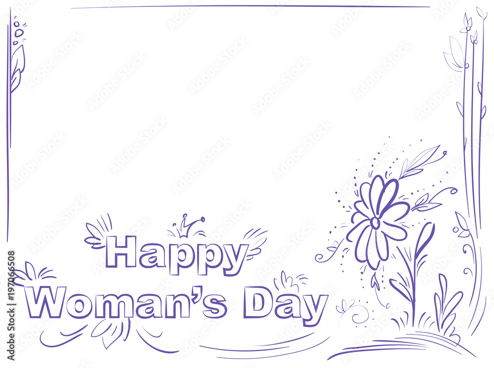 Doodle frame with text Happy woman's day