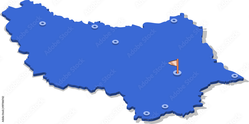 Fototapeta premium 3d isometric view map of Luxembourg with blue surface and cities. Isolated, white background