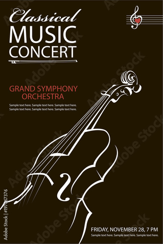 Fototapeta monochromatyczny koncert klasyczny plakat z wizerunkiem skrzypiec