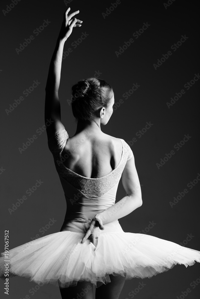 Fototapeta premium Young beautiful ballerina is posing in studio