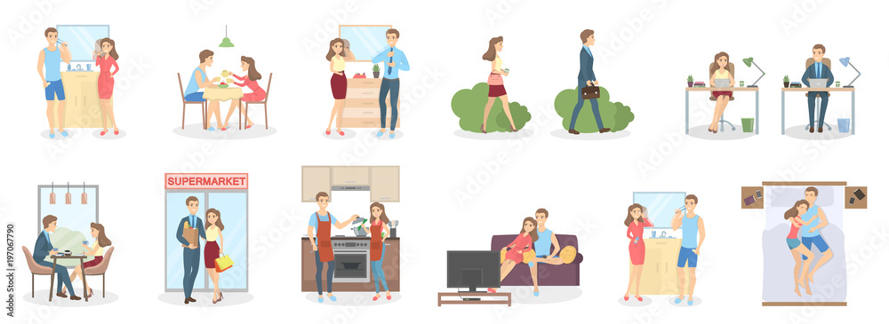Couple daily routine. Couple daily routine.