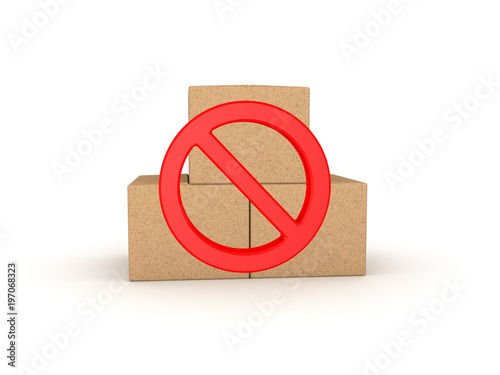 3D no symbol across of cardboard boxes