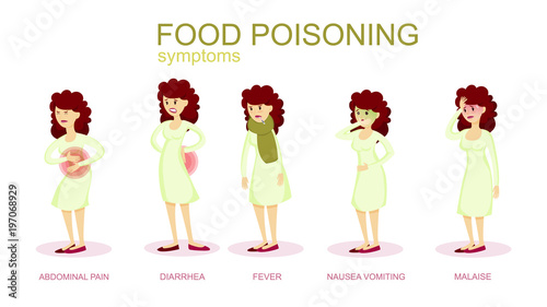 Woman food poisoning set.
