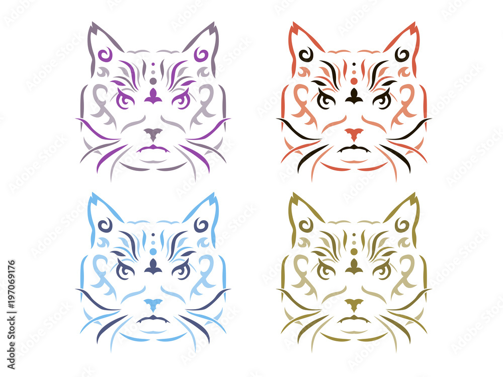 Tribal cat illustration