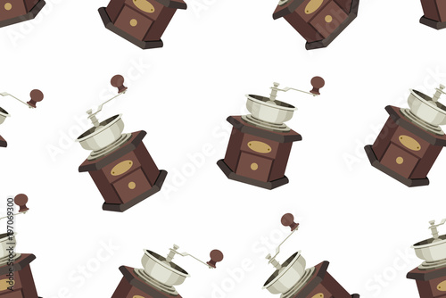 coffee grinder seamless pattern. isolated on white background