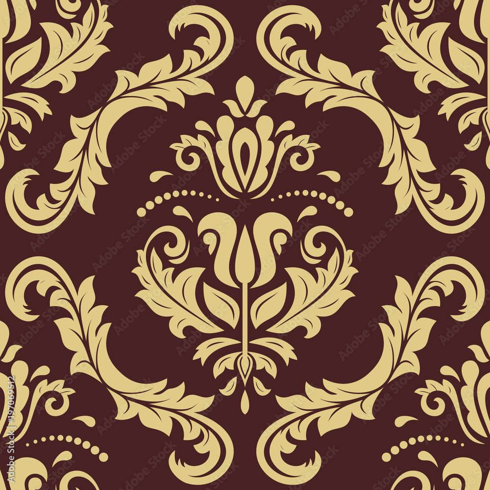 Orient vector classic pattern. Seamless abstract background with vintage elements. Orient brown and golden background