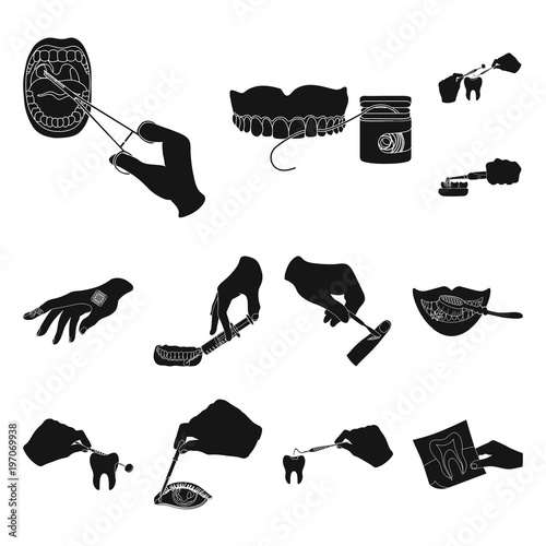 Manipulation by hands black icons in set collection for design. Hand movement in medicine vector symbol stock web illustration.