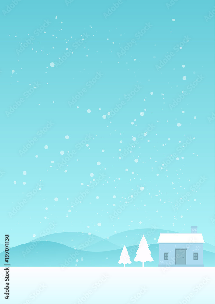 House Snowflake Landscape Season Vector Beautiful Background Illustration