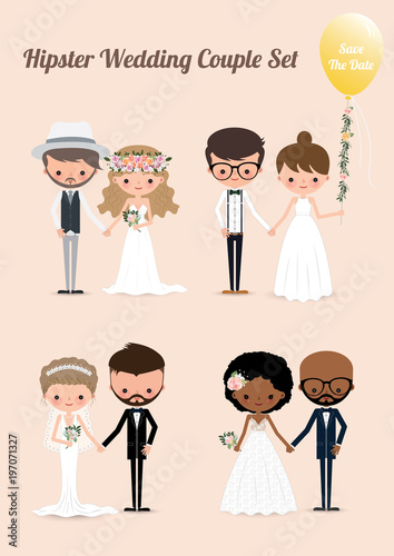 Hipster wedding couple set 02
