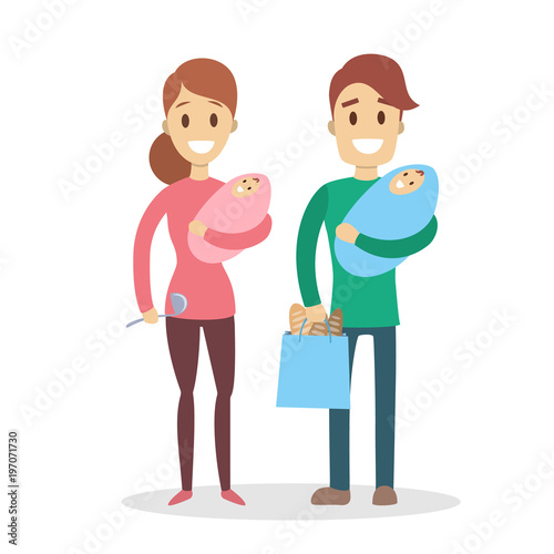 Isolated family couple.