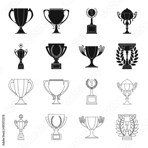 Gold Cup black,outline icons in set collection for design. Winners Cup vector symbol stock web illustration.