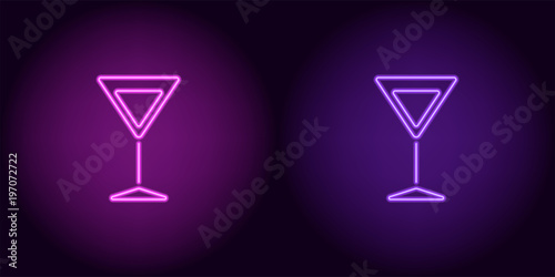 Purple and violet neon cocktail wineglass