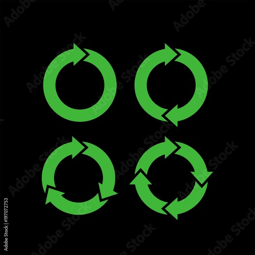 Recycling flat vector icons set. Arrows flat vector icons set