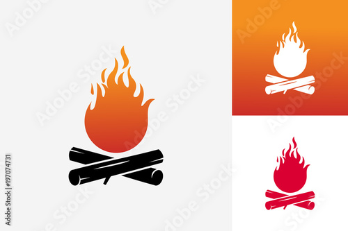 Wood Fire Logo Template Design Vector, Emblem, Design Concept, Creative Symbol, Icon
