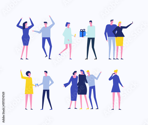 Party - flat design style set of isolated characters