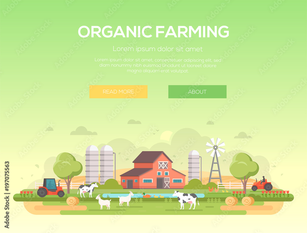 Organic farming - modern flat design style vector illustration