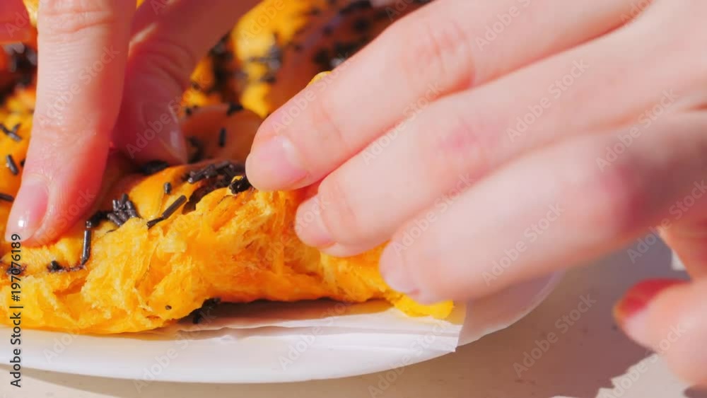 Portuguese cuisine, croissants with chocolate filling Portuguese cuisine, croissants with chocolate filling