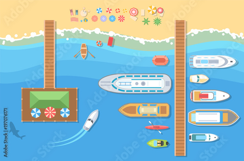 Beach top view - modern vector colorful illustration